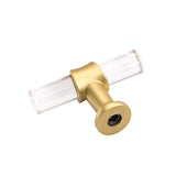 Brushed Brass Cabinet Pulls Arcylic Drawer Pulls - Acrylic Round Bar Series - Hole Centers(Single Hole Knob)