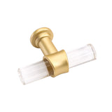 Brushed Brass Cabinet Pulls Arcylic Drawer Pulls - Acrylic Round Bar Series - Hole Centers(Single Hole Knob)