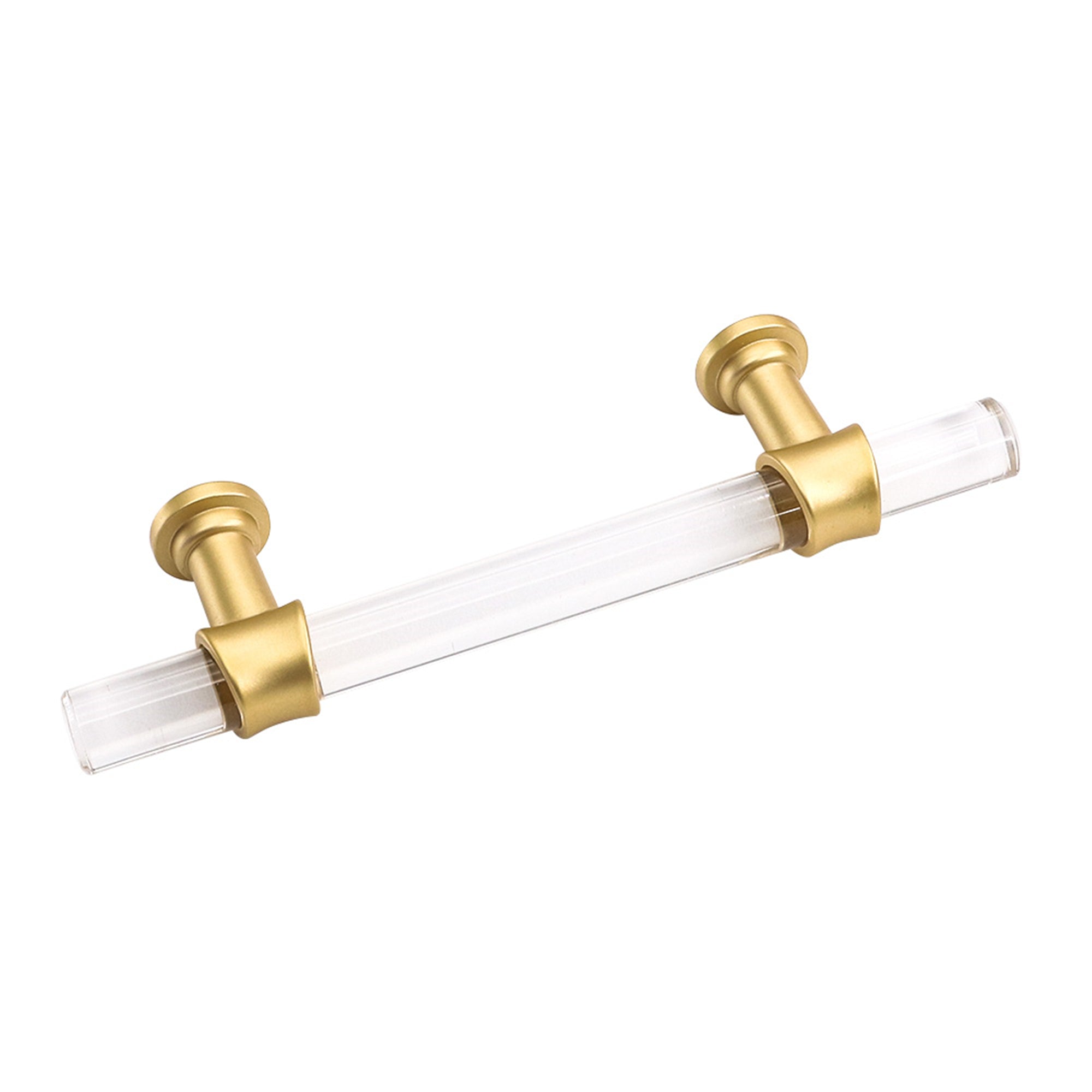Brushed Brass Cabinet Pulls Dresser Drawer Pulls - Acrylic Round Bar Series - Hole Centers(3 Inch，76mm)