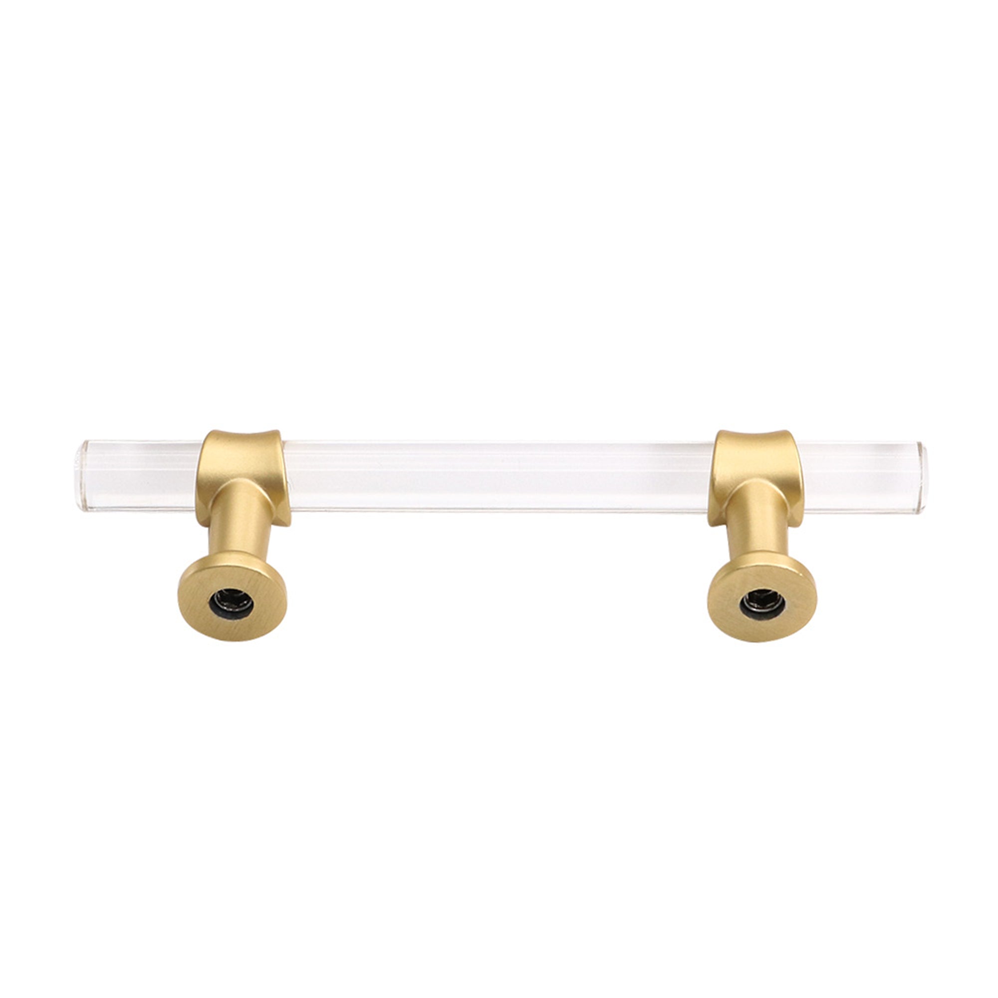 Brushed Brass Cabinet Pulls Dresser Drawer Pulls - Acrylic Round Bar Series - Hole Centers(3 Inch，76mm)