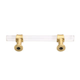 Brushed Brass Cabinet Pulls Dresser Drawer Pulls - Acrylic Round Bar Series - Hole Centers(3 Inch，76mm)