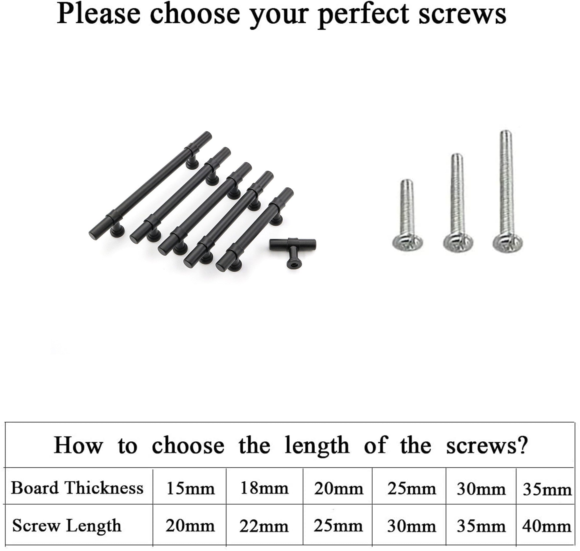 4in Black Drawer Pulls Kitchen Cabinet Handles - Matte Black T Bar Handle Pull - 4" (102mm) Hole Centers, 6.4" Overall Length