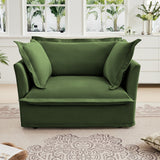 Single Deep Seat Comfy Single Couch Sofa Multiple Large Soft Pillows (Chenille Fabric, Green)