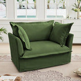 Single Deep Seat Comfy Single Couch Sofa Multiple Large Soft Pillows (Chenille Fabric, Green)