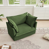 Single Deep Seat Comfy Single Couch Sofa Multiple Large Soft Pillows (Chenille Fabric, Green)