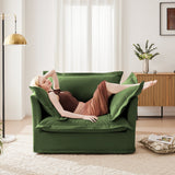Single Deep Seat Comfy Single Couch Sofa Multiple Large Soft Pillows (Chenille Fabric, Green)