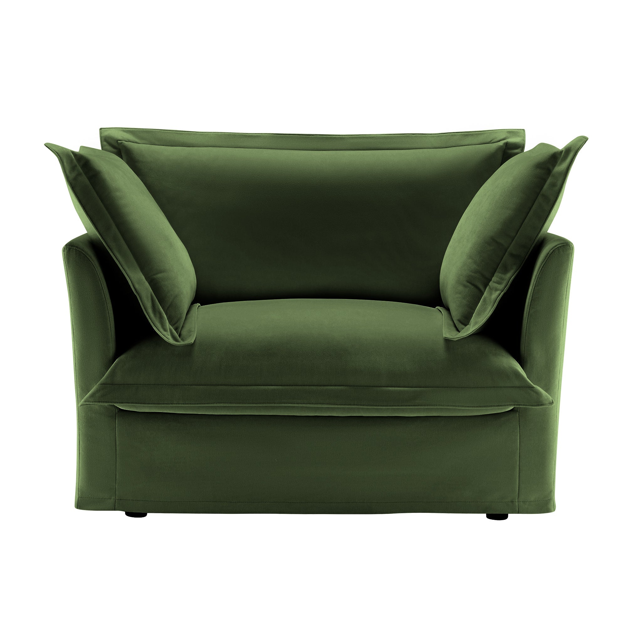 Single Deep Seat Comfy Single Couch Sofa Multiple Large Soft Pillows (Chenille Fabric, Green)