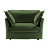Single Deep Seat Comfy Single Couch Sofa Multiple Large Soft Pillows (Chenille Fabric, Green)
