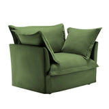 Single Deep Seat Comfy Single Couch Sofa Multiple Large Soft Pillows (Chenille Fabric, Green)