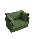 Single Deep Seat Comfy Single Couch Sofa Multiple Large Soft Pillows (Chenille Fabric, Green)