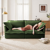 Modern Slipcovered 2-Seat Sofa Couches for Living Room, 2 Seater Sofa, Plain Chenille Deep Seat Sofawith Upholstered Cushion&Detachable Cover (Chenille Fabric，Green)