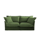 Modern Slipcovered 2-Seat Sofa Couches for Living Room, 2 Seater Sofa, Plain Chenille Deep Seat Sofawith Upholstered Cushion&Detachable Cover (Chenille Fabric，Green)