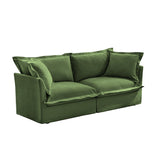 Modern Slipcovered 2-Seat Sofa Couches for Living Room, 2 Seater Sofa, Plain Chenille Deep Seat Sofawith Upholstered Cushion&Detachable Cover (Chenille Fabric，Green)