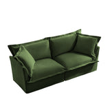 Modern Slipcovered 2-Seat Sofa Couches for Living Room, 2 Seater Sofa, Plain Chenille Deep Seat Sofawith Upholstered Cushion&Detachable Cover (Chenille Fabric，Green)