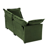 Modern Slipcovered 2-Seat Sofa Couches for Living Room, 2 Seater Sofa, Plain Chenille Deep Seat Sofawith Upholstered Cushion&Detachable Cover (Chenille Fabric，Green)