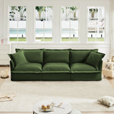 Modern 3 Seater Sofa, Upholstered Sectional Sofa with Armrest, Comfy Couches for Living Room, Apartment, Home Office (Chenille Fabric, Green)