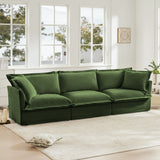 Modern 3 Seater Sofa, Upholstered Sectional Sofa with Armrest, Comfy Couches for Living Room, Apartment, Home Office (Chenille Fabric, Green)