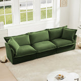 Modern 3 Seater Sofa, Upholstered Sectional Sofa with Armrest, Comfy Couches for Living Room, Apartment, Home Office (Chenille Fabric, Green)