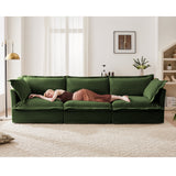 Modern 3 Seater Sofa, Upholstered Sectional Sofa with Armrest, Comfy Couches for Living Room, Apartment, Home Office (Chenille Fabric, Green)