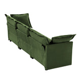 Modern 3 Seater Sofa, Upholstered Sectional Sofa with Armrest, Comfy Couches for Living Room, Apartment, Home Office (Chenille Fabric, Green)