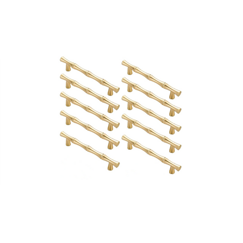 Bamboo Shape Solid Zinc Alloy Cabinet Knobs Handle Pulls - Bamboo Shape Series - Hole Centers(T-Bar Knob，96mm，128mm)