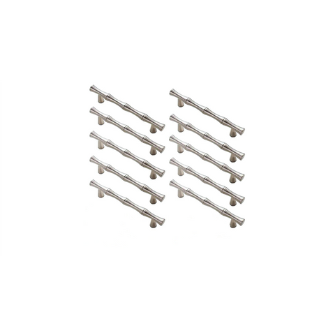 Bamboo Brushed Nickel Cabinet Pulls Zinc Alloy Cupboard Handles - Bamboo Shape Series - Hole Centers(T-Bar Knob，96mm，128mm)
