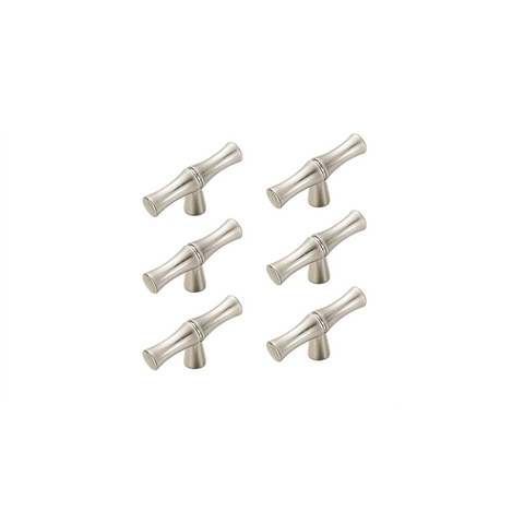 Bamboo Shape Solid Zinc Alloy Cabinet Knobs(Single Hole，Brushed Nickel)