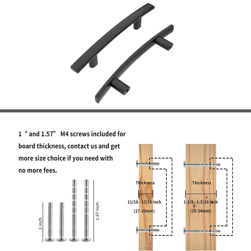 3 inch(C-C) Matte Black Kitchen Drawer Pulls Arch Cabinet Handles