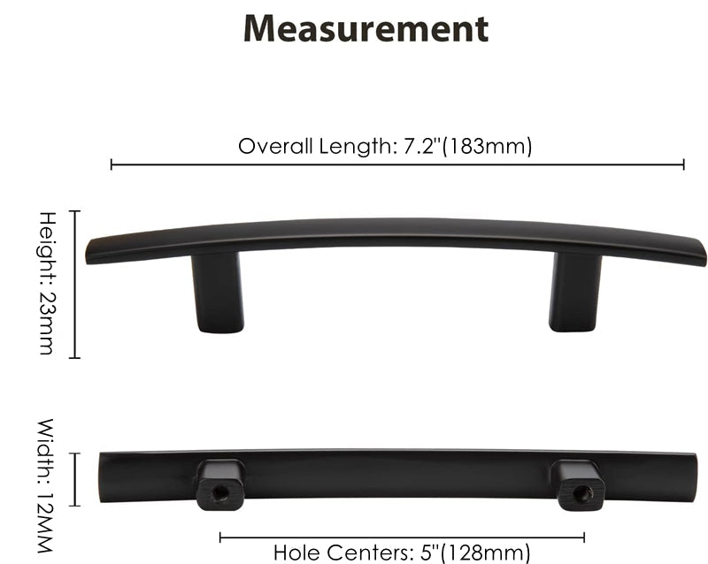 5 inch(C-C) Matte Black Kitchen Drawer Pulls Arch Cabinet Handles