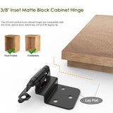 50 Pairs 3/8" Inset Matte Black Kitchen Cabinet Hinges，Self Closing Black Hinges(50 Pairs - 100 Pcs)