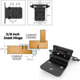 50 Pairs 3/8" Inset Matte Black Kitchen Cabinet Hinges，Self Closing Black Hinges(50 Pairs - 100 Pcs)