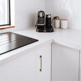 Brushed Brass Square Cabinet Handle Stainless Steel Drawer Pulls，Gold Kitchen Cabinet Pulls with Black Base for Kitchen Bath Bedroom