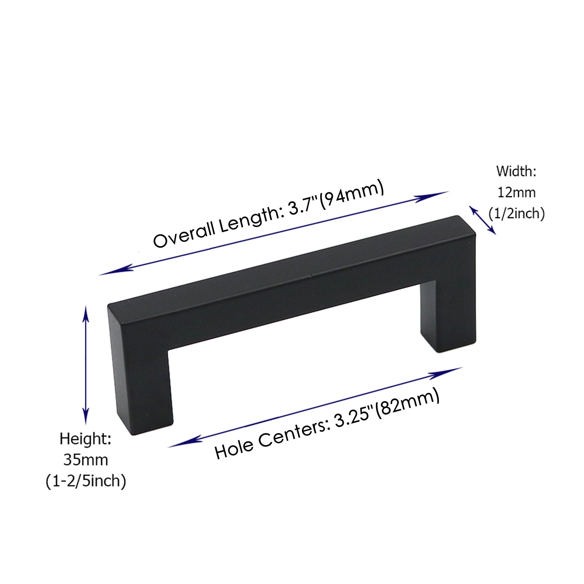 3.25 Inch(C-C) Matte Black Cabinet Pulls (3.25", Customized Size)