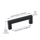 500 Pack 3.25 Inch(C-C) Matte Black Cabinet Pulls (3.25", Customized Size)