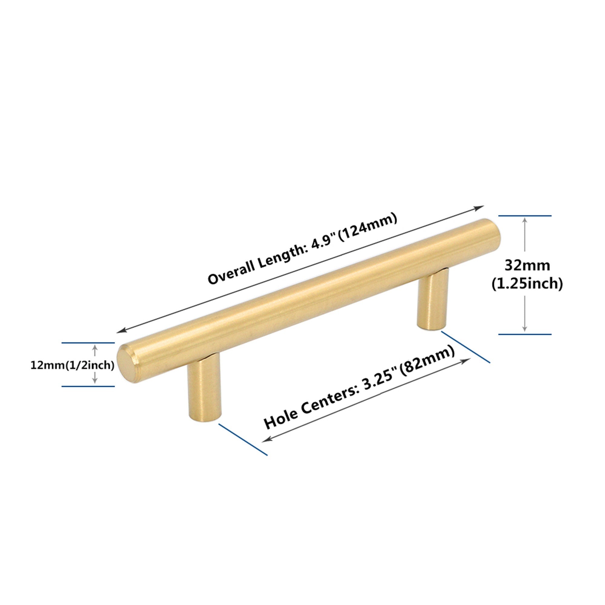 25 Pack 3.25 Inch(C-C) Brushed Brass Cabinet Pulls (3.25"，Customized Size)