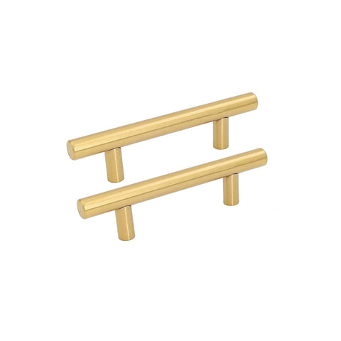 Brushed Brass Cabinet Pulls Gold Cabinet Hardware - T Bar Handles - Hole Centers(T-Bar Knob,2.5