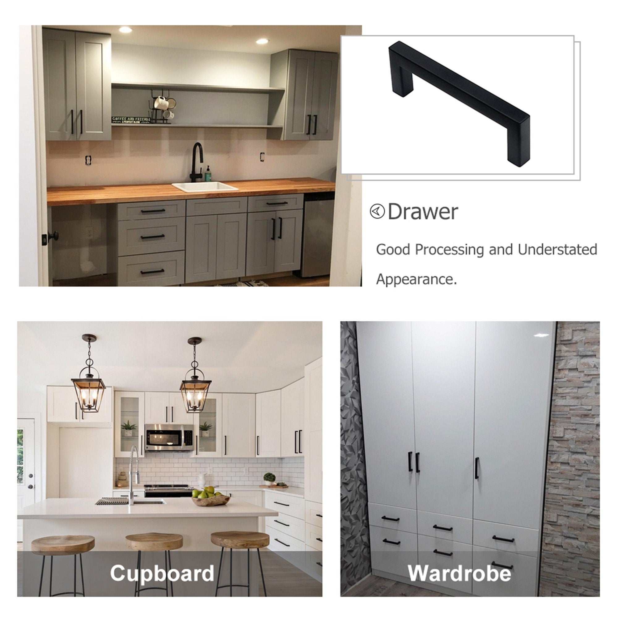 3.25 Inch(C-C) Matte Black Cabinet Pulls (3.25", Customized Size)