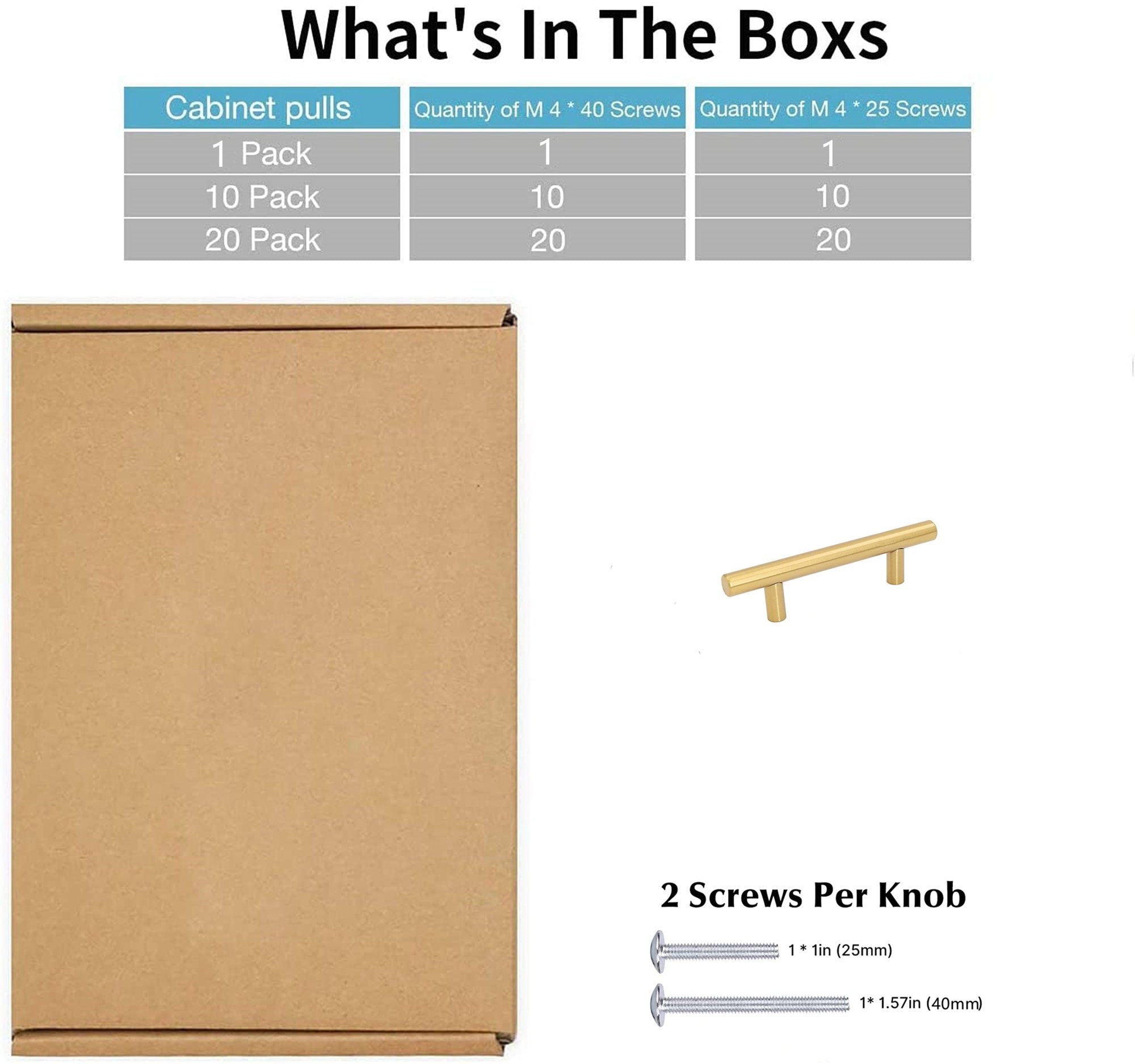 20 Pack 3.25 Inch(C-C) Brushed Brass Cabinet Handles (3.25"，Customized Size)
