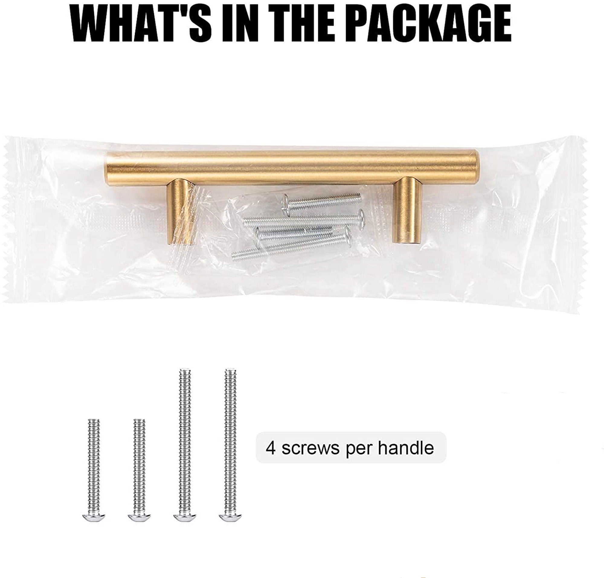 4.25 Inch(C-C) Brushed Brass Cabinet Handles (4.25"，Customized Size)