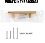 4.25 Inch(C-C) Brushed Brass Cabinet Handles (4.25"，Customized Size)