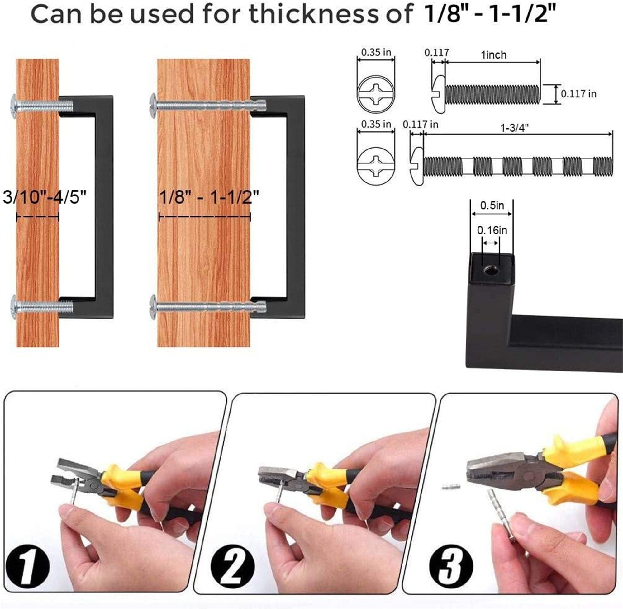 6 INCH(C-C) MATTE BLACK CABINET PULLS (152MM, CUSTOMIZED SIZE)
