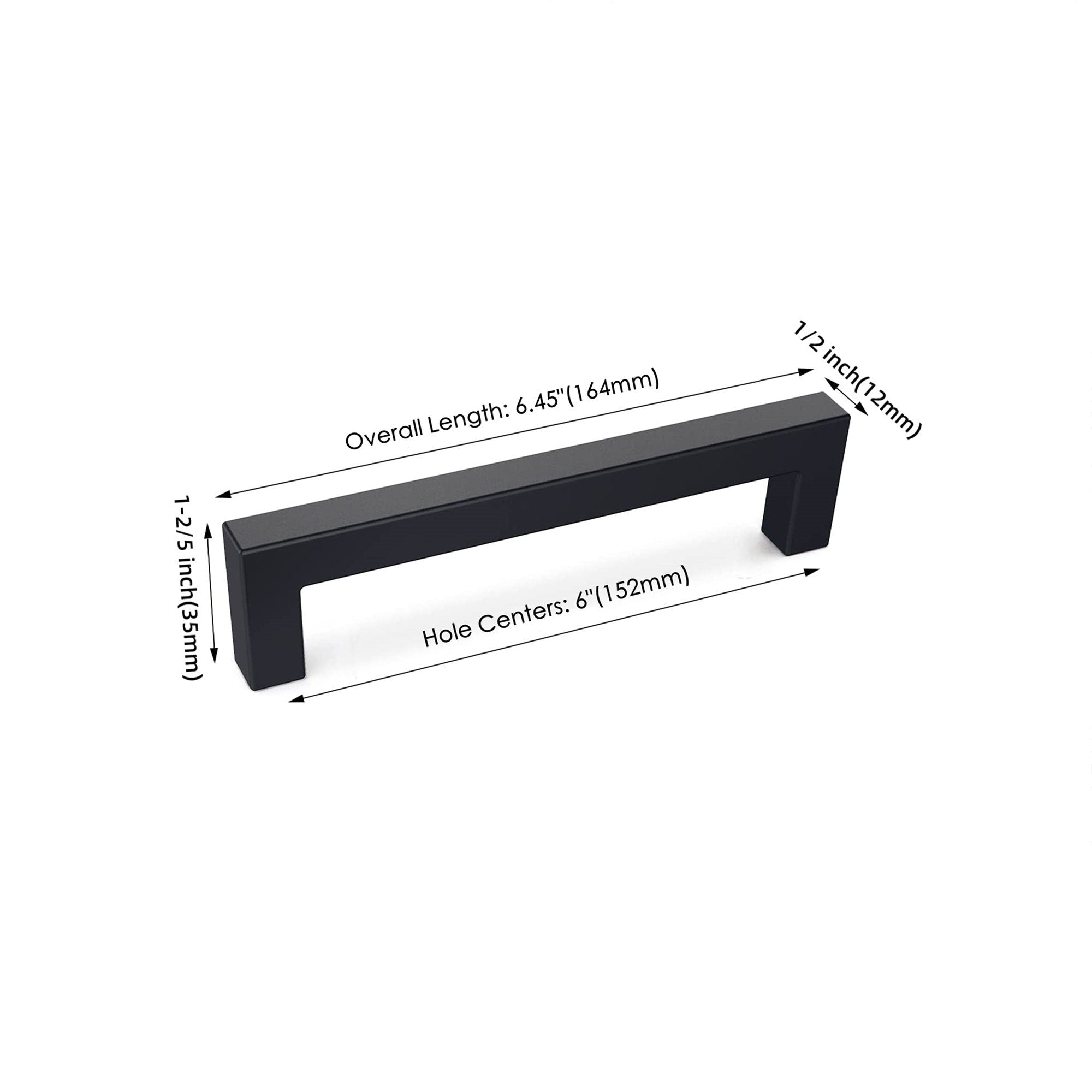 6 INCH(C-C) MATTE BLACK CABINET PULLS (152MM, CUSTOMIZED SIZE)