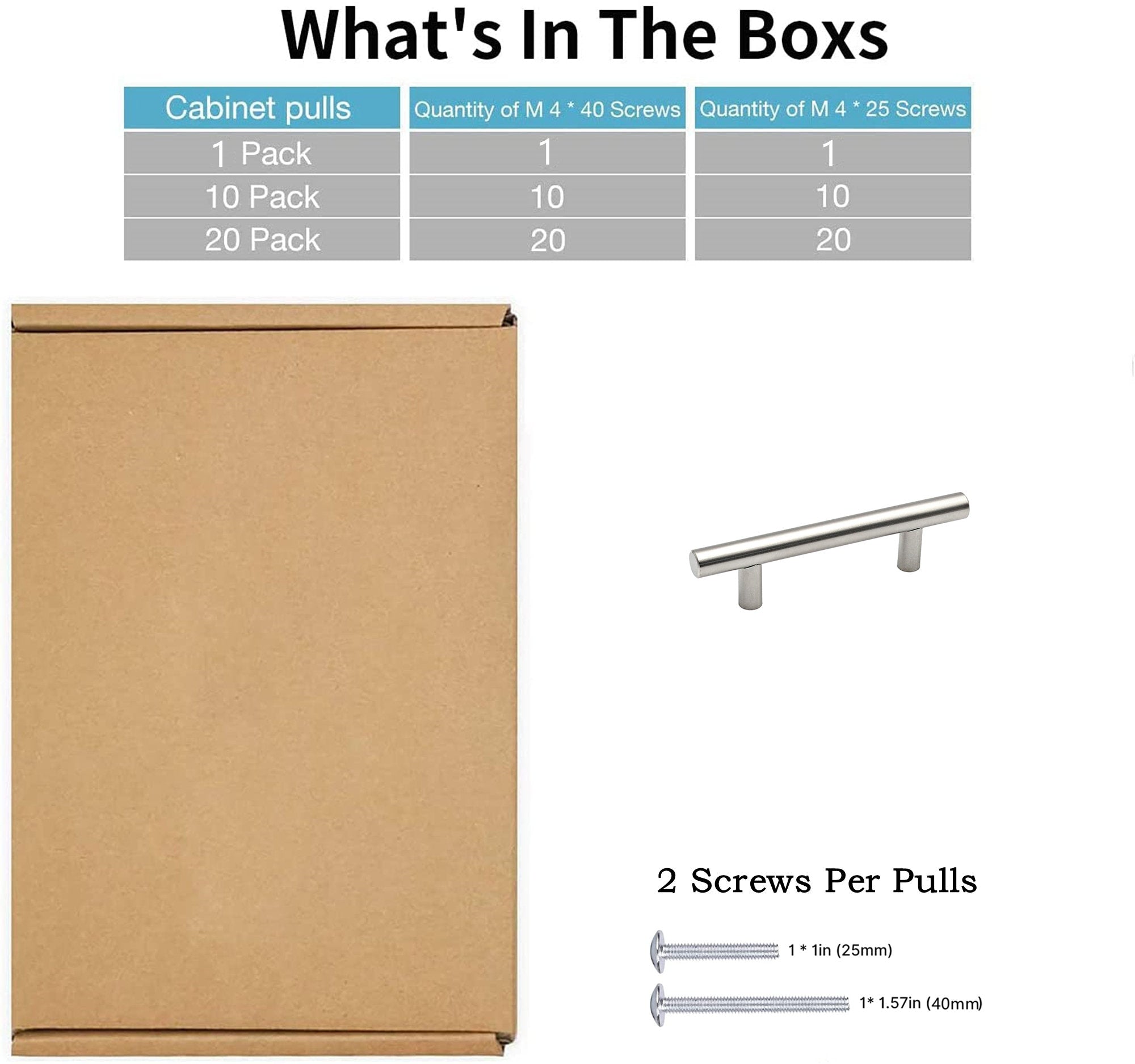 30 Pack 3.25 Inch(C-C) Brushed Nickel Cabinet Handles (3.25"，Customized Size)