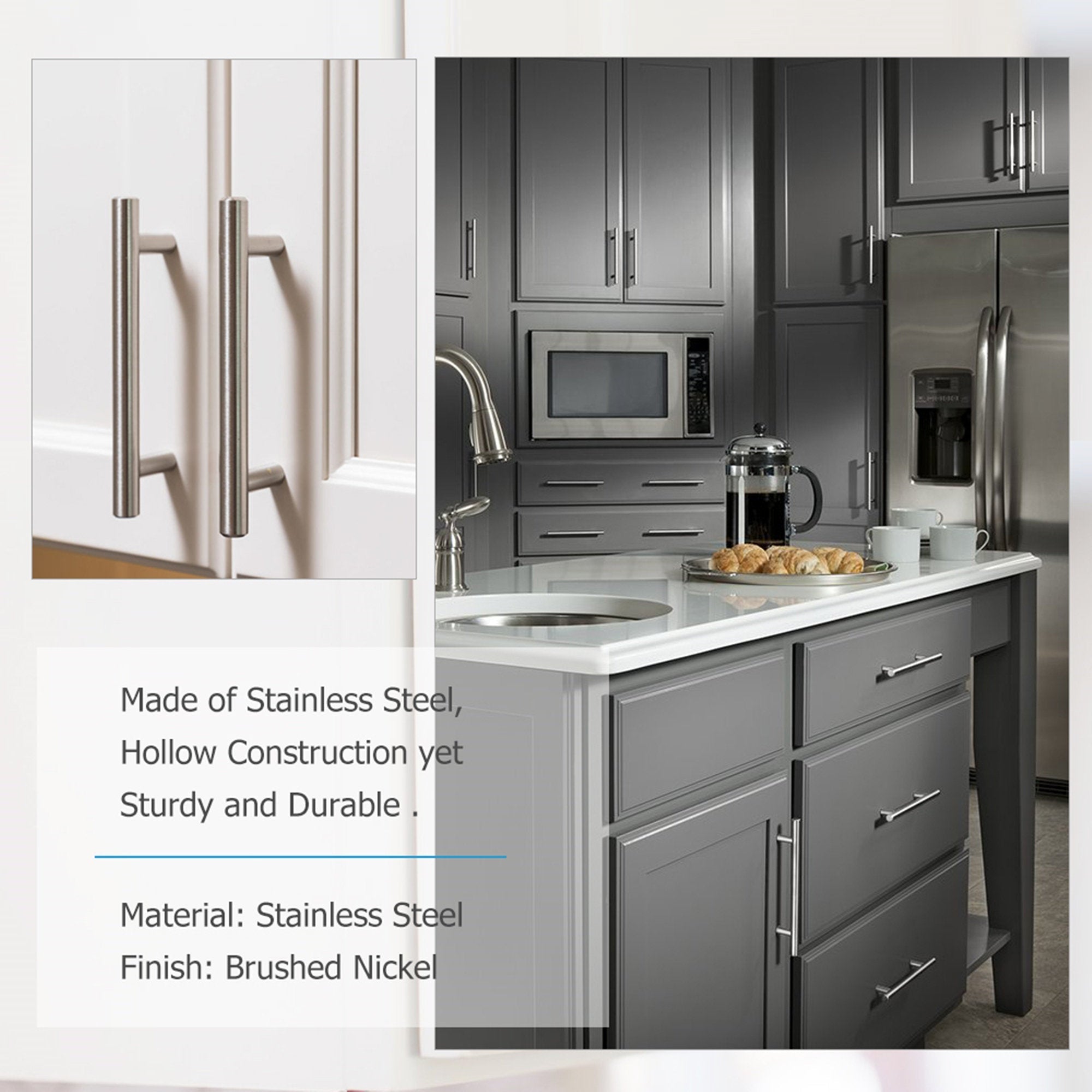 300 Pack 3.25 Inch(C-C) Brushed Nickel Cabinet Handles (3.25"，Customized Size)