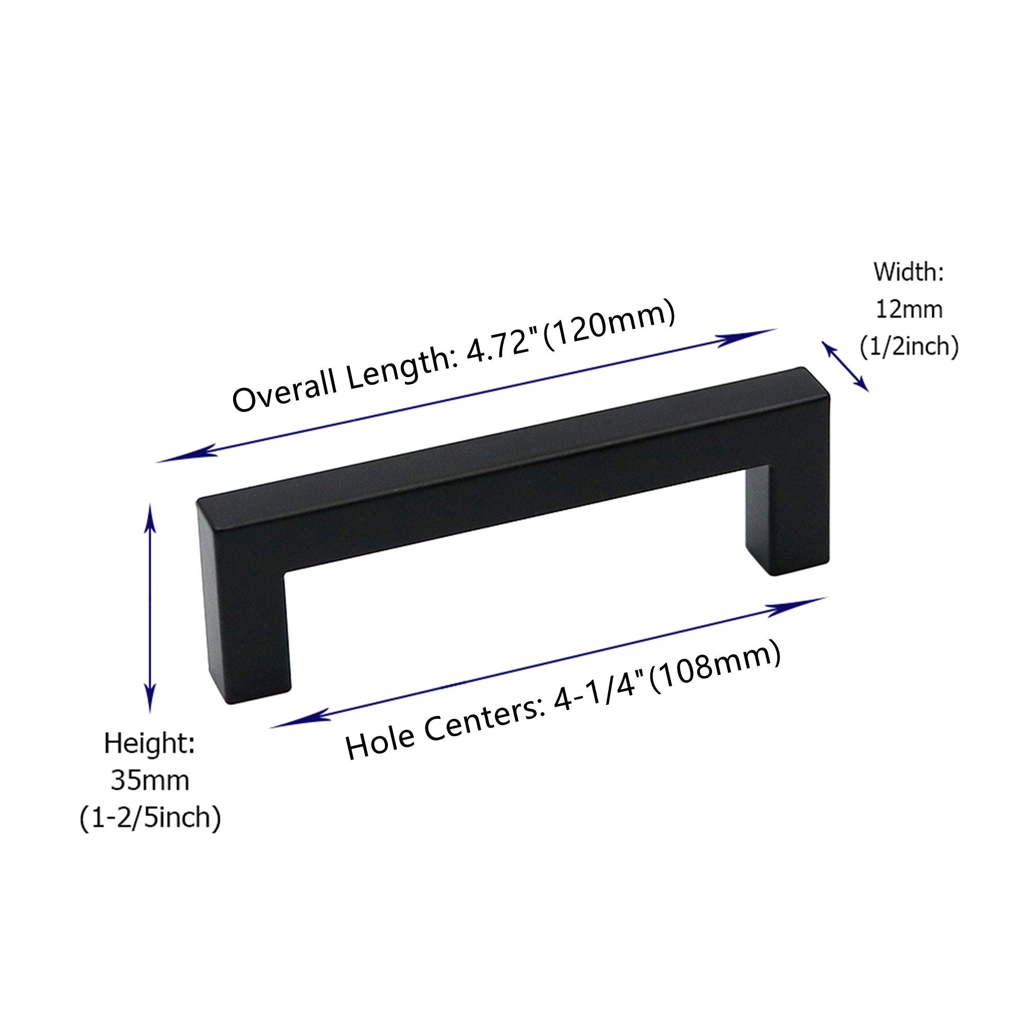 4.25 Inch(C-C) Matte Black Cabinet Pulls (4.25", Customized Size)
