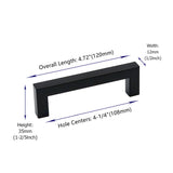 4.25 Inch(C-C) Matte Black Cabinet Pulls (4.25", Customized Size)