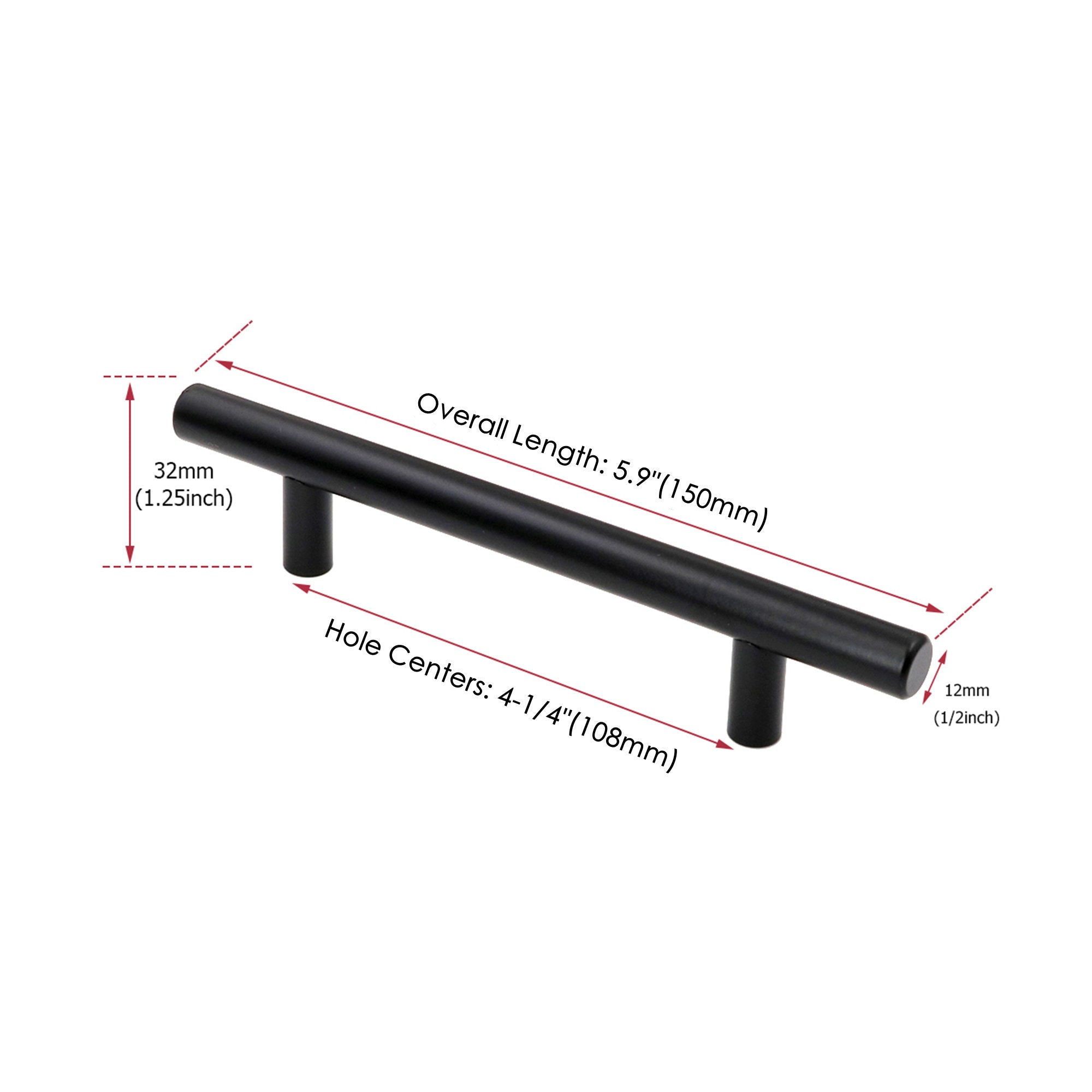 4.25 INCH(C-C) MATTE BLACK CABINET PULLS (4.25", CUSTOMIZED SIZE)