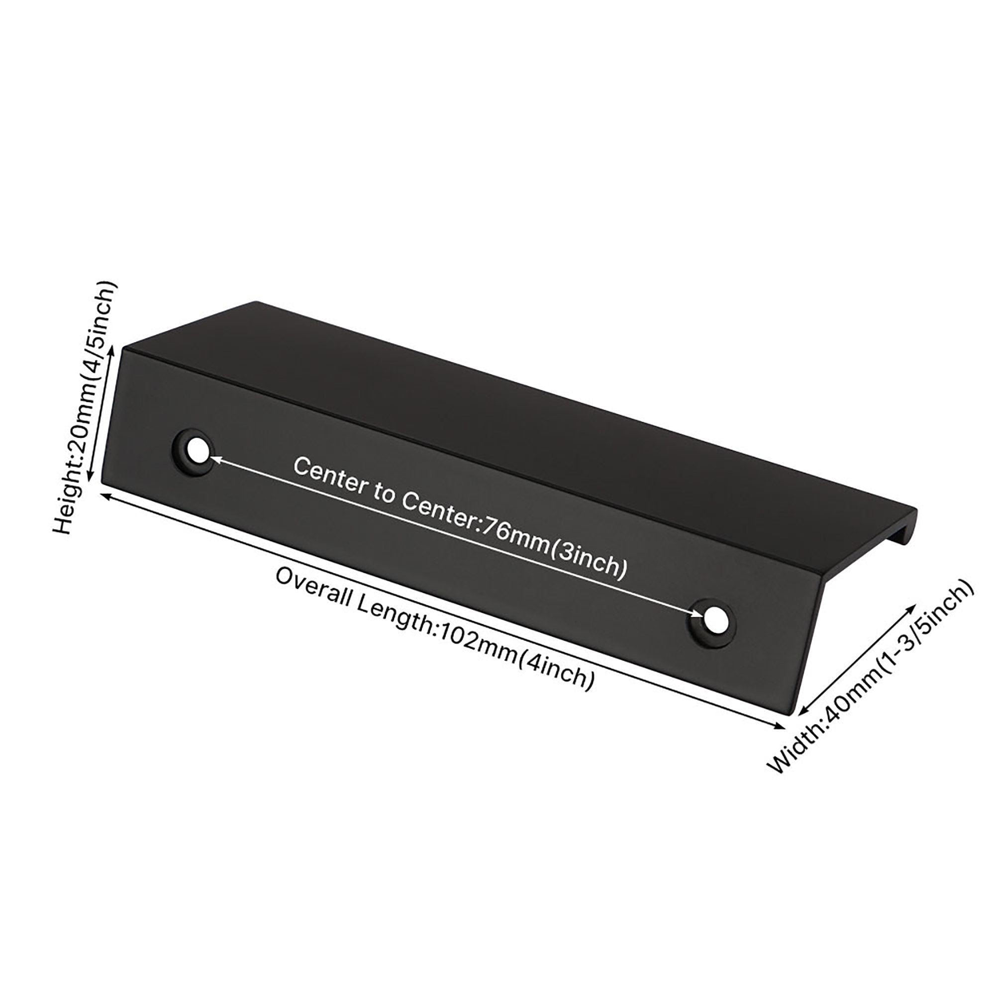 Modern Finger Edge Pulls Tab Pull 102mm/4" Length Finger Drawer Pulls (Black)
