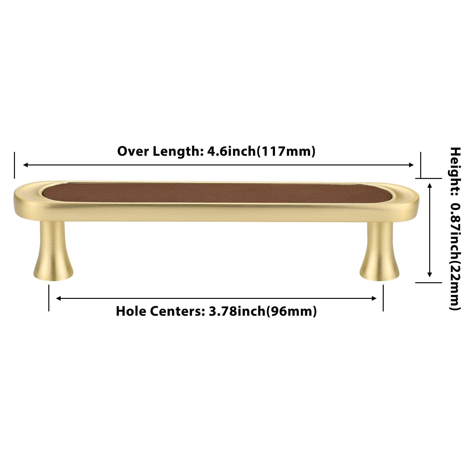 3.75" 5" Leather Handle Pulls，Brown Leather Drawer Pulls，Solid Brass Knobs for Drawer Cupboard Door