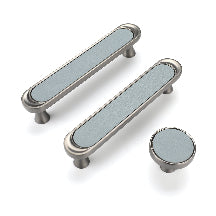3.75" 5" Leather Handle Pulls，Light Green Leather Kitchen Cabinet Pulls( CC：96mm，128mm )